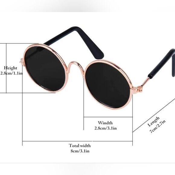 📷🔹️🐈‍⬛Gold Time Chain & Sunglasses Cat/Dog Set - Picture 9 of 9